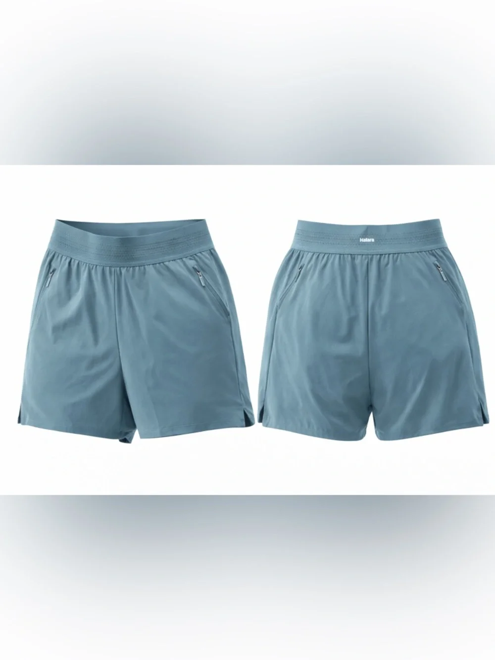 Halara Athletic Running Shorts XS Teal Blue High Rise Zip Pocket NWOT